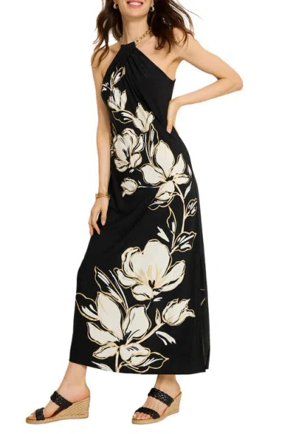 Tommy Bahama Noche Mar Floral Chain Maxi Dress In Black