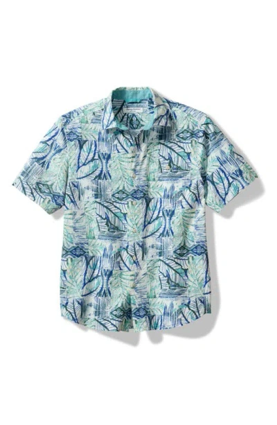Tommy Bahama Nova Wave Bermuda Batik Short Sleeve Seersucker Button-up Shirt In Blue Freeze
