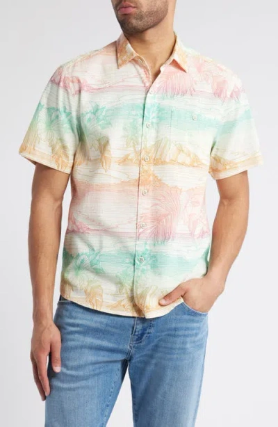 Tommy Bahama Nova Wave Corsica Coast Short Sleeve Cotton Blend Seersucker Button-up Shirt In Marble Cream