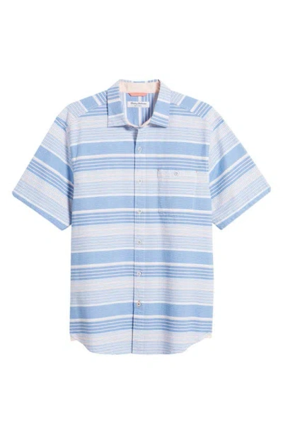 Tommy Bahama Nova Wave Jet Stream Stripe Short Sleeve Button-up Shirt In Bright Cobalt