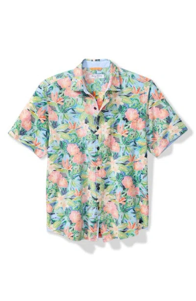 Tommy Bahama Nova Wave Jungle Party Short Sleeve Seersucker Button-up Shirt In Blue