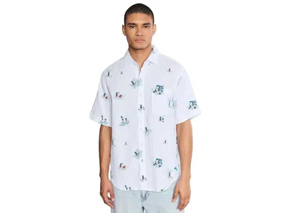Tommy Bahama Nova Wave Pineapple Pete Short Sleeve Seersucker Button-up Shirt In White