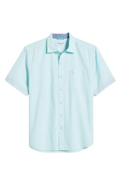 Tommy Bahama Nova Wave Short Sleeve Seersucker Button-up Shirt In Aquarius