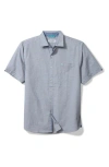 Tommy Bahama Nova Wave Short Sleeve Seersucker Button-up Shirt In Chambray Blue