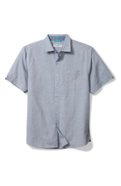 Tommy Bahama Nova Wave Short Sleeve Seersucker Button-up Shirt In Chambray Blue