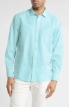 Tommy Bahama Nova Wave Stretch Cotton Button-up Shirt In Aquarius