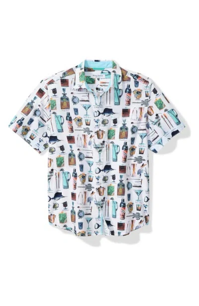 Tommy Bahama Nova Wave Well Stocked Short Sleeve Silk Seersucker Button-up Shirt In White