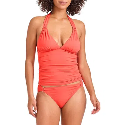 Tommy Bahama Novelty Pearl Tankini Top In Citrus Coral