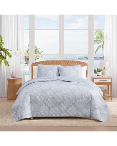 Tommy Bahama Ocean Island Cotton Quilt Set In Blue