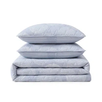 Tommy Bahama Ocean Island Cotton Reversible Blue Quilt Set