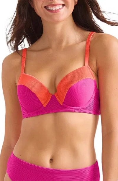 Tommy Bahama Ocean Point Colorblock Underwire Bikini Top In Pink Maui