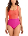 Tommy Bahama Ocean Point Colorblocked One Piece Swimsuit In Pink Maui