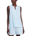 Tommy Bahama Ocean Surf Stripe Linen Top In Glass Bead Blue