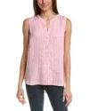 Tommy Bahama Ocean Surf Stripe Sleeveless Linen Button-up Shirt In Pink