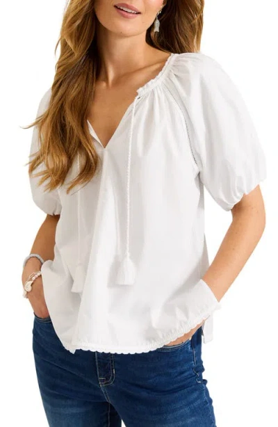 Tommy Bahama Oceana Puff Sleeve Cotton Top In White