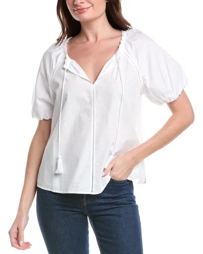 Tommy Bahama Oceana Puff Split Neck Top In White