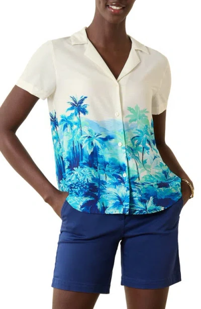 Tommy Bahama Oceanside Views Silk Camp Shirt In Coconut