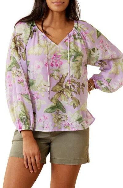 Tommy Bahama Orchid Dreams Cotton & Silk Top In Sleepy Violet