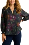 Tommy Bahama Orchid Isle Split Neck Top In Black