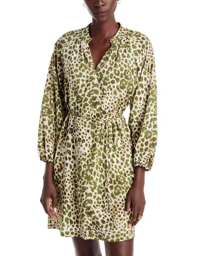 Tommy Bahama Pacific Leopard 3/4 Sleeve Tie Waist Dress In Green