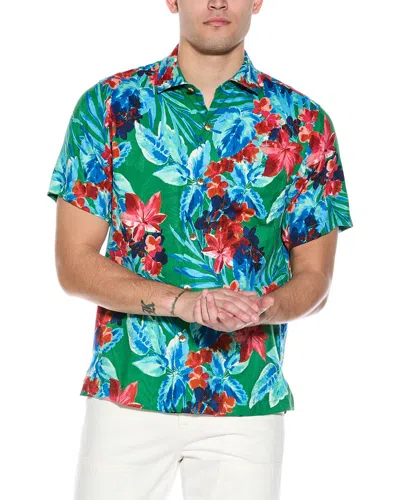 Tommy Bahama Painterly Botanic Silk Camp Shirt In Green