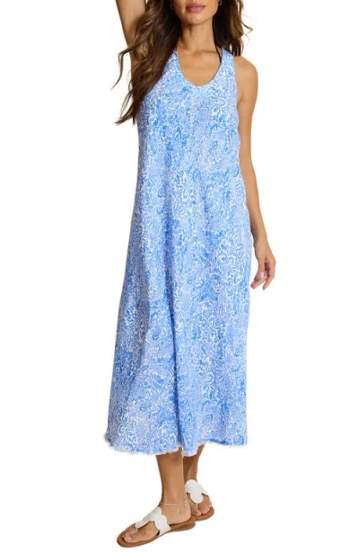 Tommy Bahama Paisley Daze Bias Cut Linen Blend Dress In Blue