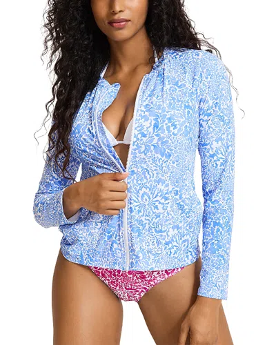 Tommy Bahama Paisley Daze Zippered Rash Guard In Blue
