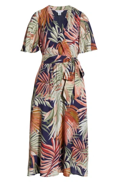 Tommy Bahama Palm Canyon Short Sleeve Wrap Dress In Animal Print
