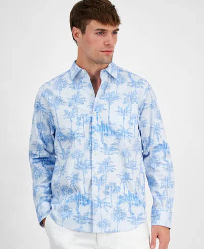Tommy Bahama Palm Garden Chambray Long Sleeve Shirt In Campanula