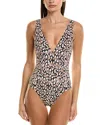 Tommy Bahama Palm Modern Safari Cat V-neck One-piece Swimsuit In Multi