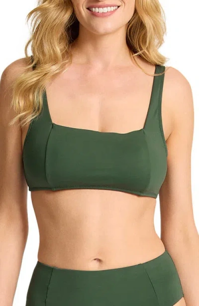 Tommy Bahama Palm Modern Upf 50+ Bikini Top In Green