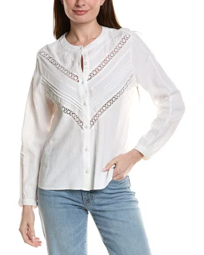 Tommy Bahama Palm Shores Lace Trim Linen-blend Blouse In White