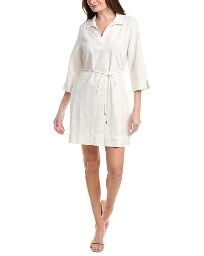 Tommy Bahama Palm View 3/4 Sleeve Linen-blend Shift Dress In White