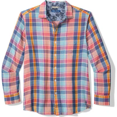 Tommy Bahama Palma Roja Plaid Brushed Cotton Button-up Shirt In Red