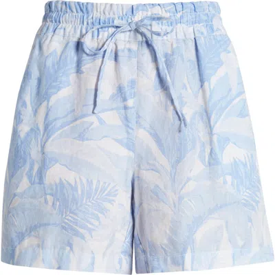 Tommy Bahama Palma Toile Easy Linen Shorts In Surf Blue