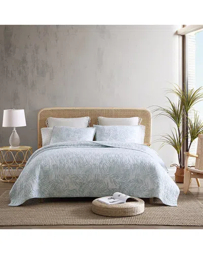 Tommy Bahama Palmday Of Cotton Reversible Quilt Set In Blue
