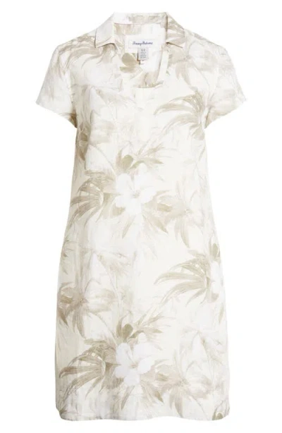 Tommy Bahama Palmeras Short Sleeve Linen Dress In Pure/ Khaki