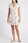 Tommy Bahama Palmeras Party Linen Shift Dress In Pure/khaki