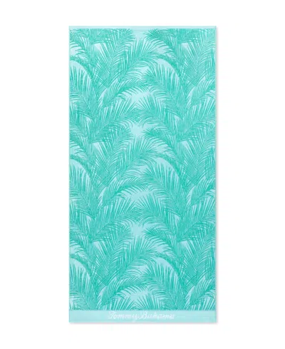 Tommy Bahama Palmette Yarn Dyed Beach Towel, 36" X 68" In Blue