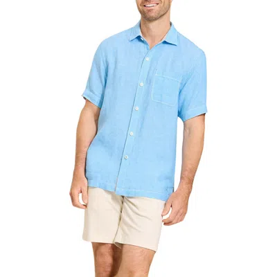 Tommy Bahama Paradise Breezer Short Sleeve Linen Button-up Shirt In Glass Bead Blue