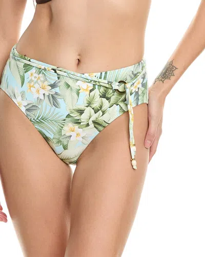 Tommy Bahama Paradise Fronds Belt High-waist Bikini Bottom In Green