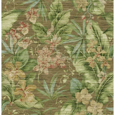 Tommy Bahama Paradise Point Floral Peel And Stick Wallpaper Roll 20.5" W X 18' L In Brown