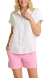 Tommy Bahama Coastalina Linen Dolman Sleeve Button-up Shirt In White