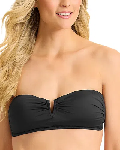 Tommy Bahama Pearl Notched Front Bandeau Top In Black