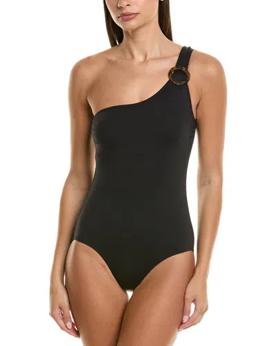 Tommy Bahama Pearl Novelty One-shoulder One-piece In Black