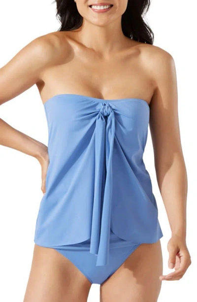 Tommy Bahama Pearl Sarong Bandini Swim Top In Blue Monday Heather