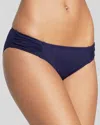 Tommy Bahama Pearl Shirred-side Solid Hipster Swim Bikini Bottom In Navy