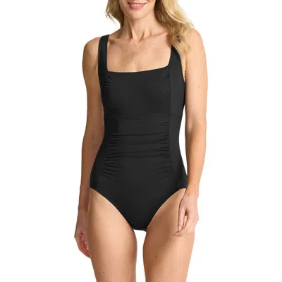 Tommy Bahama Pearl Square Neck One-piece Swimsuit In Black