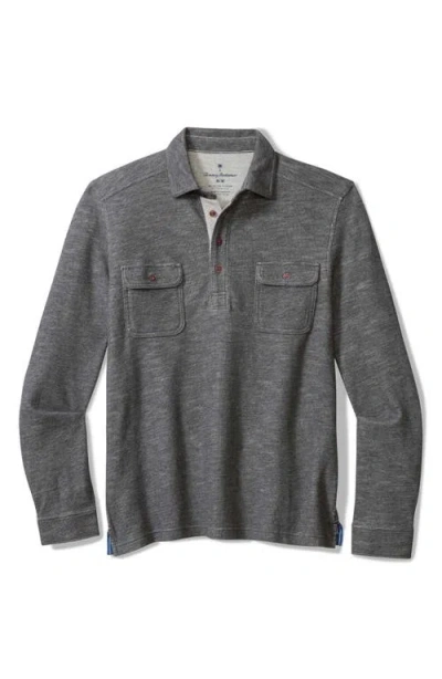 Tommy Bahama Penn Cove Long Sleeve Polo In Gray