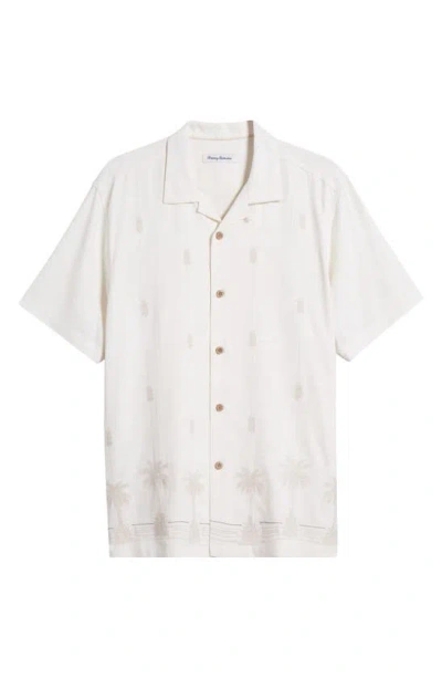 Tommy Bahama Piña Palms Jacquard Short Sleeve Silk Button-up Shirt In Continental